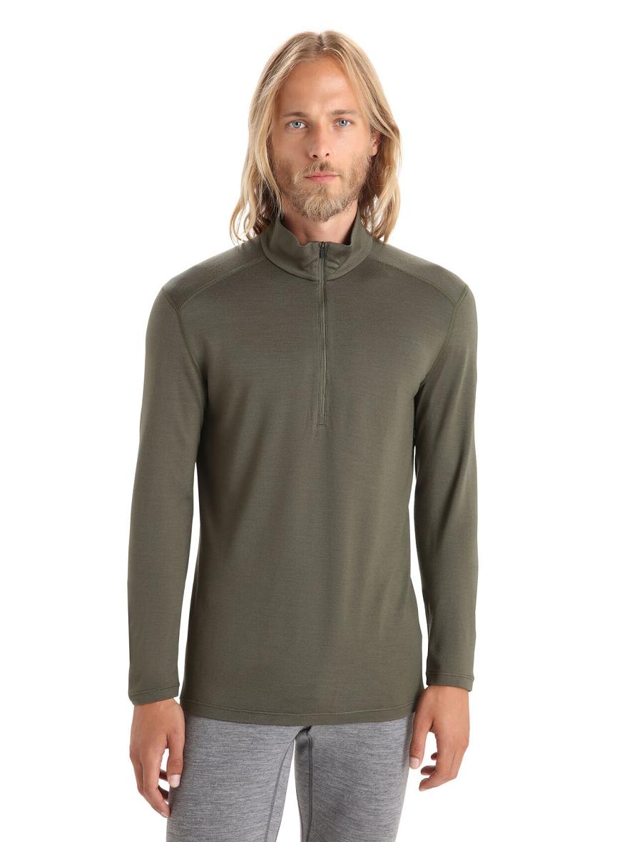 Loden Icebreaker Merino 260 Tech Long Sleeve Half Zip Thermal Top Men\'s Base Layers | AU 1384PJJQ